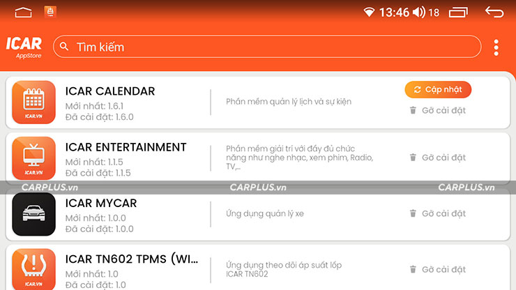 Kho ứng dụng ICAR Appstore trên Android Box Elliview D4