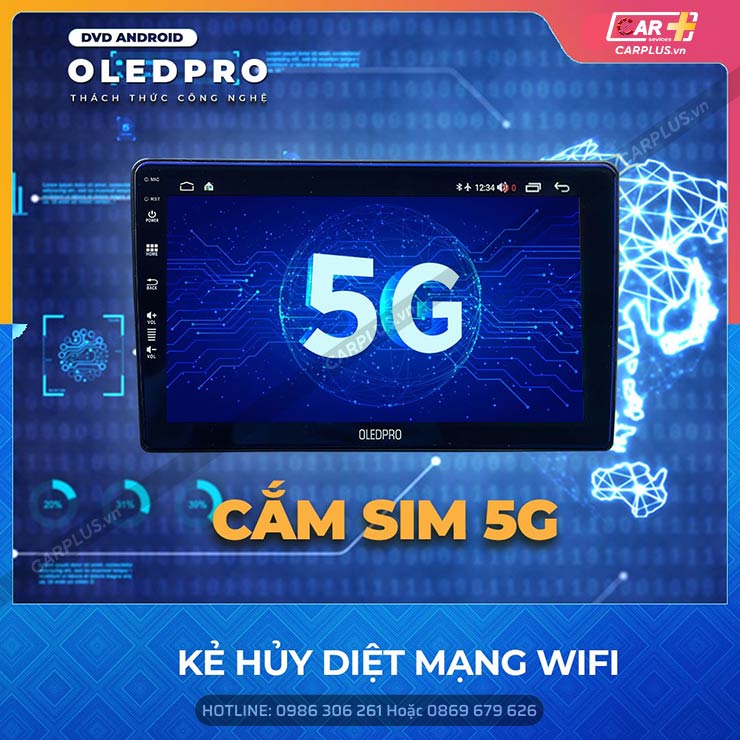 Công nghệ 5G kết nối mạng mạnh mẽ trên màn hình Android OledPro A5