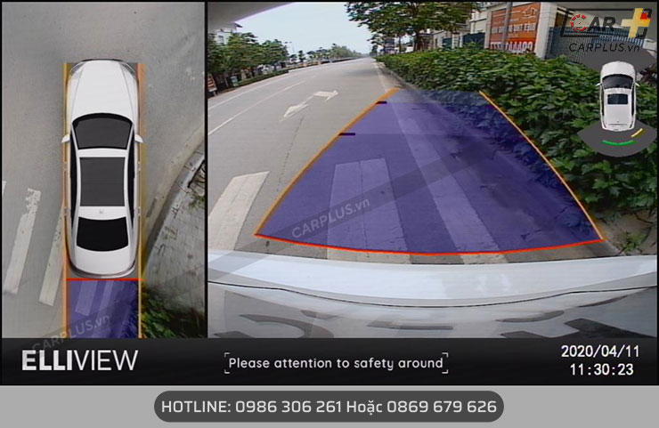 Camera 360 Elliview V5-S hiển thị vạch đánh lái
