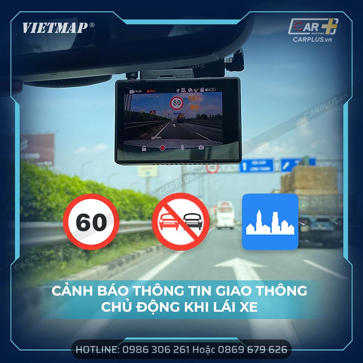 Camera Vietmap M1 Cảnh báo thông tin giao thông khi di chuyển
