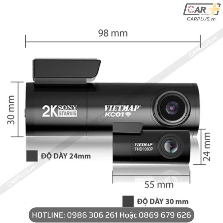 Kích thước Camera hành trình Vietmap KC01