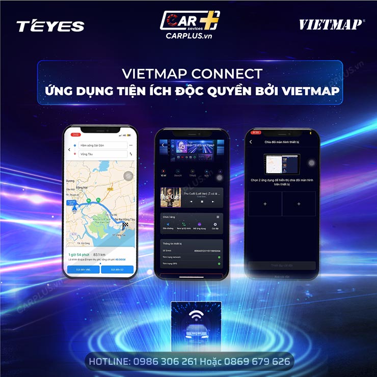 Đồng bộ giữa màn hình và điện thoại với ứng dụng Vietmap Connect